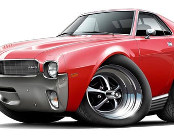 Calcomanía de pared de coche clásico AMX 1968-9: Decoración para el hogar