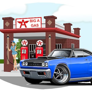 Super Bee 1968 Car Wall Decal, Gas Station, Vinyl Wall Mural, Dodge, Classic Car Decal, Wall Decor, 1968 Super Bee