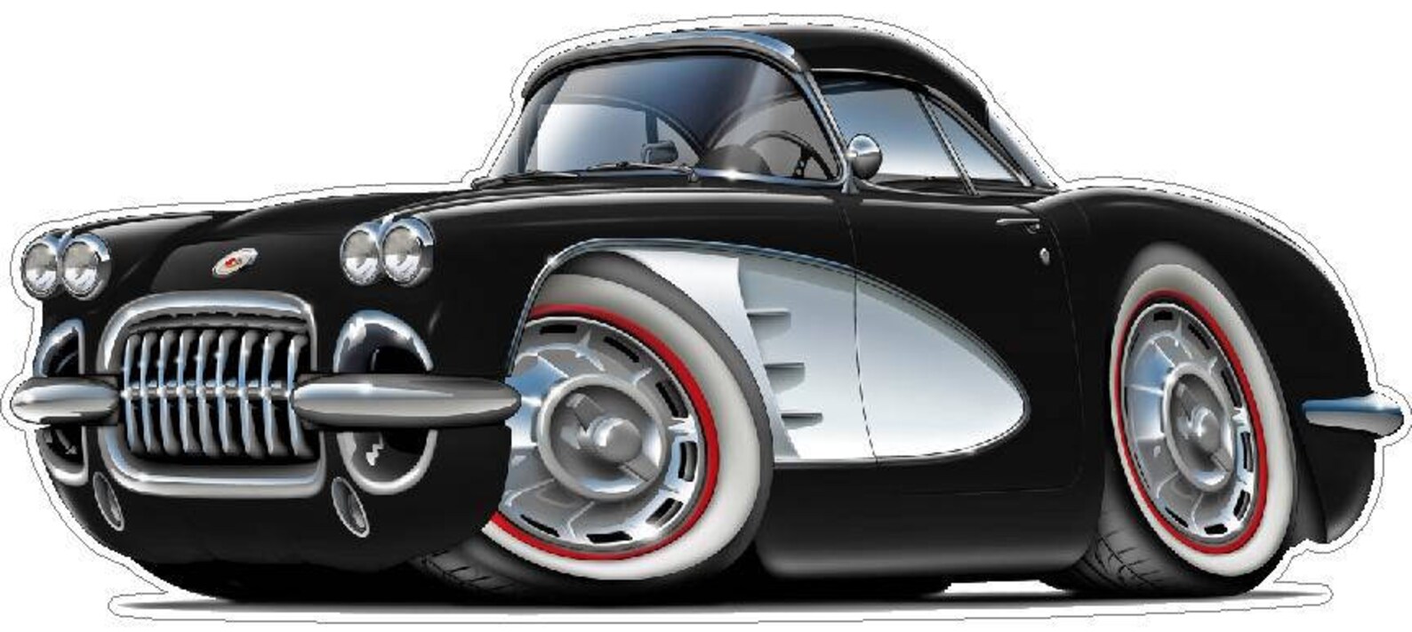 Buy 1958-60 Corvette WALL DECAL Chevy Vintage Classic Cartoon Car
