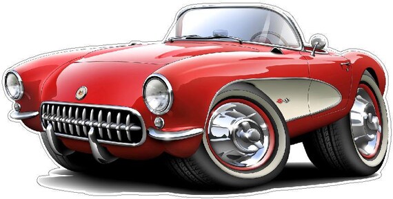 1956 57 Corvette WALL DECAL Chevy Vintage Classic Cartoon Car Etsy 1956 57 Corvette WALL DECAL Chevy Vintage Classic Cartoon Car Etsy