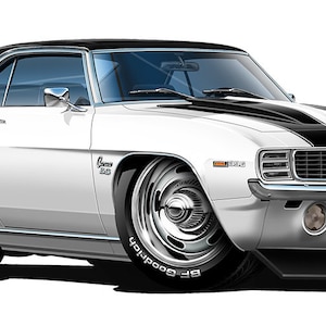 Fatcat Wall Graphics 1969 Camaro RS SS Wall Decal Graphic Poster Cling Cartoon Car Art Choose Size & Colo