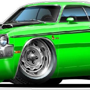 Calcomanía de pared de Dodge Demon de coche clásico 1970-72, murales de pared de automóviles, calcomanía de pared de coche clásico, calcomanías de coche vintage, calcomanías de coche de los años 70