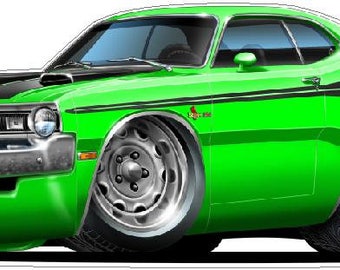 Väggdekaler med klassisk bil 1970-72 Dodge Demon, väggmålningar med bilar, väggdekaler med klassiska bilar, dekaler med veteranbilar, dekaler med 70-tal