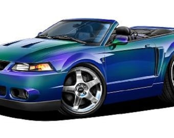 Calcomanía de vinilo para pared con licencia oficial para Ford Mustang Cobra Mystichrome Convertible 1999-04