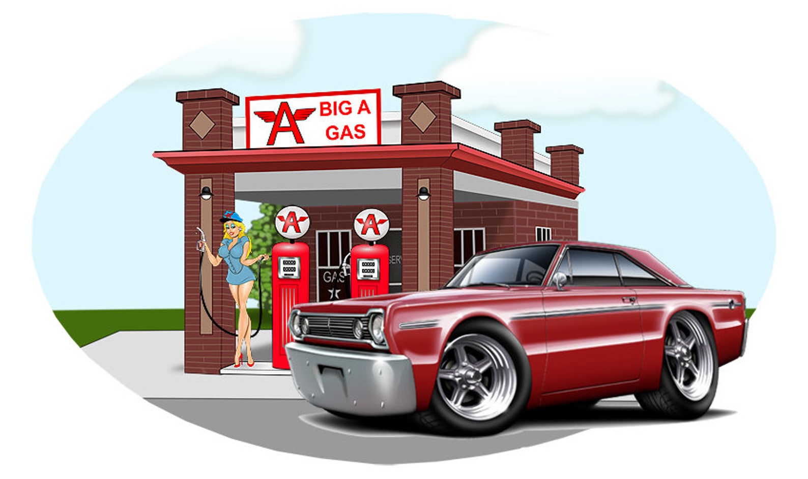 1966 Belvedere Gas Station Wall Decal Car Wall Decal Classic Etsy