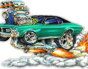 Buick GS Cartoon Car Vinyl Decal: 1970-72 Classic Wall Sticker