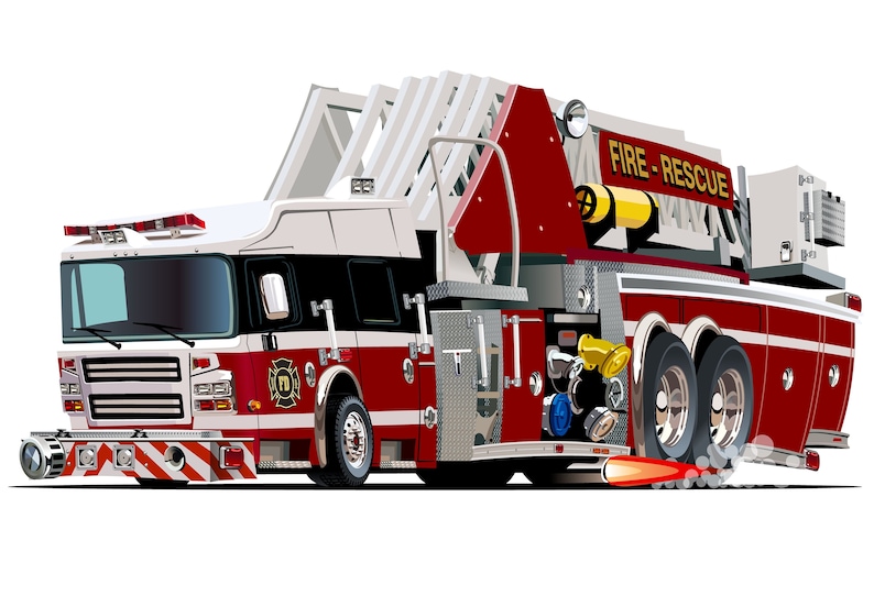 Busa Hotrod Fire Truck Wall Decal Vinyl Sticker Mural For Boys Room Decor Red Art