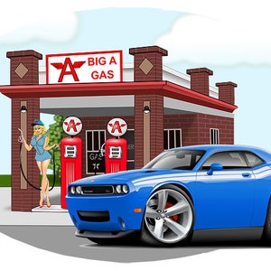 2011 Dodge Challenger RT Car Wall Decal Gas Station, Dodge Decals, Gift for Him