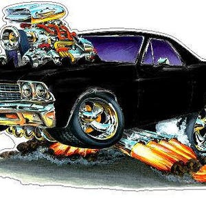 1968-9 Elcamino WALL DECAL Vintage Classic Cartoon Car Vinyl Sticker Graphic Man Cave Boys Room Decor Officially Licensed Product