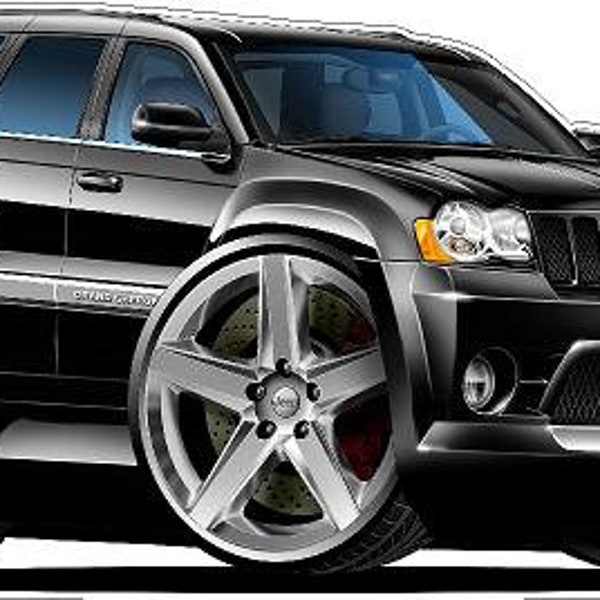 Jeep Grand Cherokee SRT8 Officially Licensed Wall Decal Vinyl Sticker Mural for Kids Boys Room Decor Classic Car Wall Art Christmas Gift