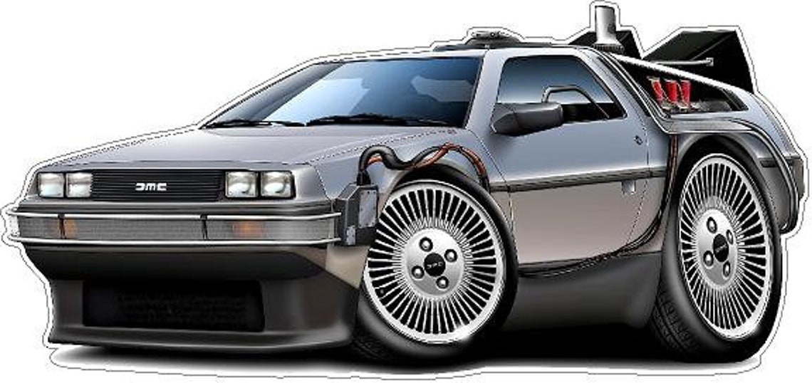Back to the Future Delorean Cartoon Car Decal Wall Graphic Etsy