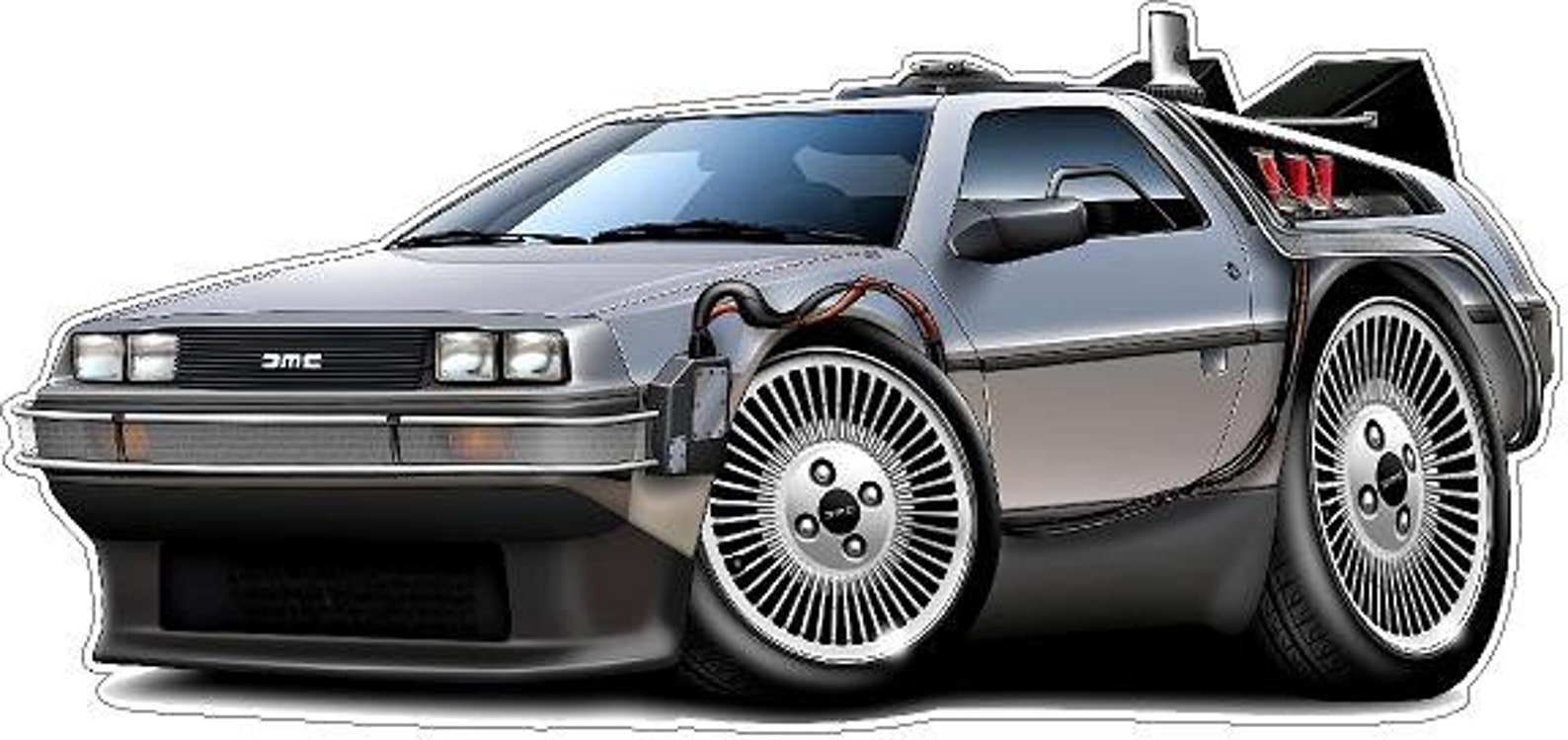 Back to the Future Delorean Cartoon Car Decal Wall Graphic Etsy