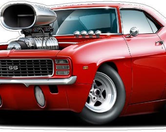 1969 Camaro Pro Street Car Wall Decal: Man Cave Decor