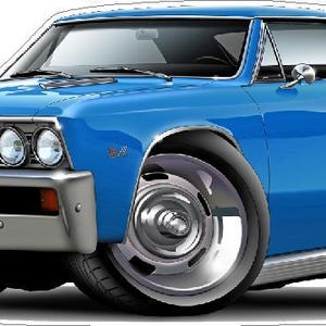 Classic Car Decal 1967 Chevelle - Old Vintage Cartoon Car - Hot Rod Wall Decal - Retro Car Decor - Muscle Car Decal - Car Wall Decal