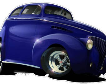 1939 Chevy Classic Car Wall Decal Removable Vinyl Wall Sticker Man Cave Father Christmas Gift 2ft-4ft