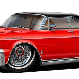Fatcat Wall Graphics 1965 Galaxie Wall Decal Graphic Poster Cling Cartoon Car Art Choose Size & Color