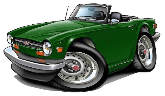 Triumph TR6 Caricature Retro Classic British Sports Car Art Print