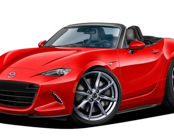 Calcomanía de pared Miata: Póster gráfico de coche de dibujos animados