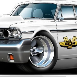 Classic Car Wall Decals 1964 Ford Fairlane Thunderbolt Drag, Man Cave Decor, Car Wall Stickers, 1960's Car Sticker Decor, Garage Wall Decor