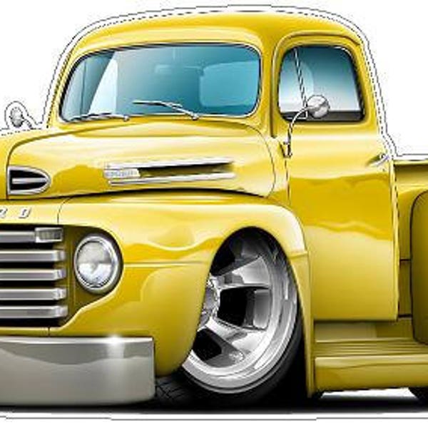 1948 Ford F-1 WALL DECAL Vintage Classic Cartoon Vinyl Sticker Graphic Man Cave Boys Room Decor Officially Licensed Product