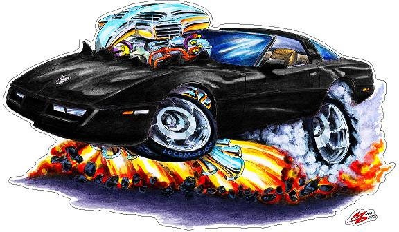 1984-92 Corvette Car Wall Decal: Chevy Hot Rod Man Cave Decor