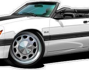 Calcomanía de pared para Mustang GT Convertible de 1985: Decoración para la cueva del hombre