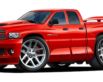 Calcomanía de pared con dibujos animados de Dodge Ram SRT-10 Quad Cab