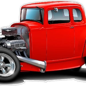 1932 Ford HiBoy Hotrod Cartoon Classic Car Vintage vinyl decal wall graphic custom art easy installation on walls, windows, etc.