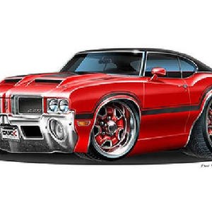 Calcomanía de pared de Muscle Car Olds 442 de 1970, calcomanía con foto de coche, decoración de cueva de hombre, regalo del día del padre, decoración de habitación de niños, coche hot rod, coches clásicos de los años 70