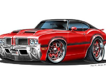 Calcomanía de pared Olds 442 Muscle Car de 1970: Decoración para el hogar