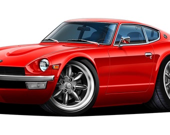 Calcomanía de pared para coche 240 Z: póster gráfico de estilo de dibujos animados