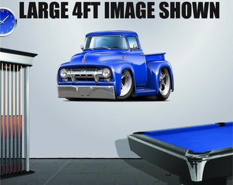 Calcomanía de vinilo para camioneta Ford F100 Hot Rod de 1954: arte mural con licencia oficial