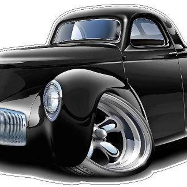 1940 Willys Car WALL DECAL Vintage Classic Cartoon Vinyl Sticker Graphic Man Cave Boys Room Decor Officially Licensed Product