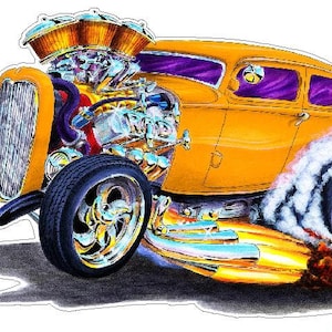 1930s Hotrod Classic Car Vintage vinyl decal wall graphic custom art easy installation on walls, windows, etc.