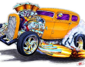 1930s Hotrod Car Vinyl Decal: Classic Automotive Wall Art