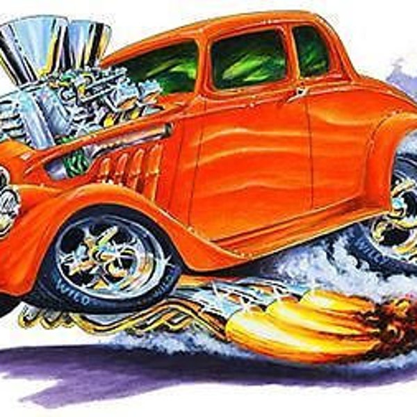 1933-36 Hotrod Cartoon Classic Car Vintage Vinyl Aufkleber Wand grafik custom art einfache Installation an Wänden, Fenstern, etc.