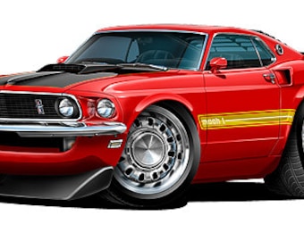 1969 Ford Mustang Mach-1 Cobrajet vinyl decal wall graphic officially licensed product, custom art easy installation on walls, windows, etc.