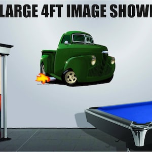 DB 1947 Studebaker Pickup Wall Decal   Long Graphic Vinyl Art Cartoon Classic Car Illustration Hot Rod Man Cave Garage Decor