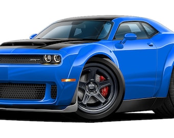 Fatcat Wall Graphics New Dodge Demon - Adhesivo de pared, póster gráfico, dibujos animados, arte de coche, elige tamaño y color