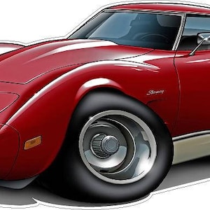 1973-76 Corvette Wall Decal, Car Photo Decal, Man Cave Decor, Fathers Day Gift, Boys Room Decor, Hot Rod Car