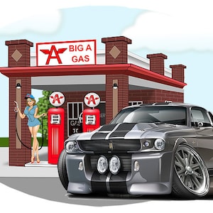 1967 Shelby GT500 Gas Station Vinyl Wall Decal