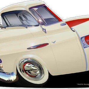 1957 Chevy Cameo WALL DECAL Vintage Classic Cartoon Car Vinyl Sticker Graphic Garage Decor Officially Licensed Product Walls Windows