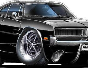 1969 Dodge Charger Wall Decal: Classic Car Photo, Man Cave Decor