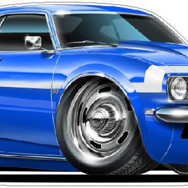 1968 Camaro SS Classic Car Wall Vinyl, Classic Car Wall Decal, Man Cave Wall Decor, Vintage Car Wall Decal, Gifts for Men