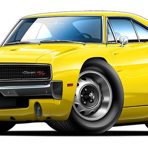 Fatcat Wall Graphics Dodge 69 Charger R/T 440 Adhesivo de pared Póster gráfico Adhesivo Arte de coche de dibujos animados Elija tamaño y color