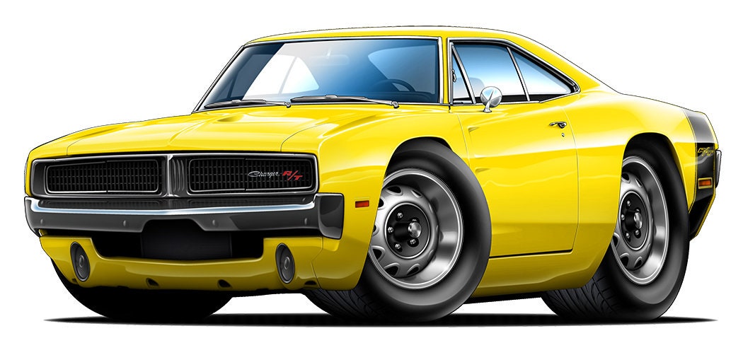 Dodge 69 Charger R/T 440 Cartoon Car Wall Decal - Etsy