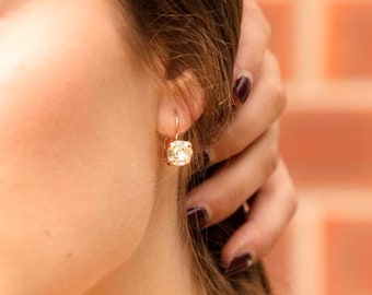 Swarovski Crystal Leverback Earrings, Bridal Jewelry Gift