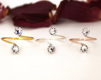 Adjustable Toe Rings Choose Your Finish With Clear Swarovski Crystal Elements by Lady C Jewellery