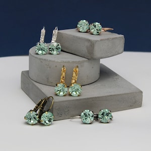 Swarovski Ohrringe Leverback Ohrringe Crystal Ohrringe Leverback Ohrringe Grün Swarovski Ohrringe gemacht mit Swarovski Crystal Elements
