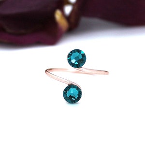 Blue Zircon Adjustable Toe Ring made with Swarovski Crystal Elements Choose Your Finish rose gold plated